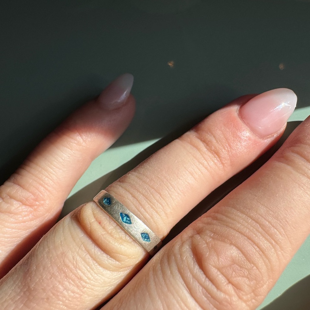 MEXICO Sterling Silver Turquoise Inlay Ring Size 6.5 1.3g - Picture 10 of 12